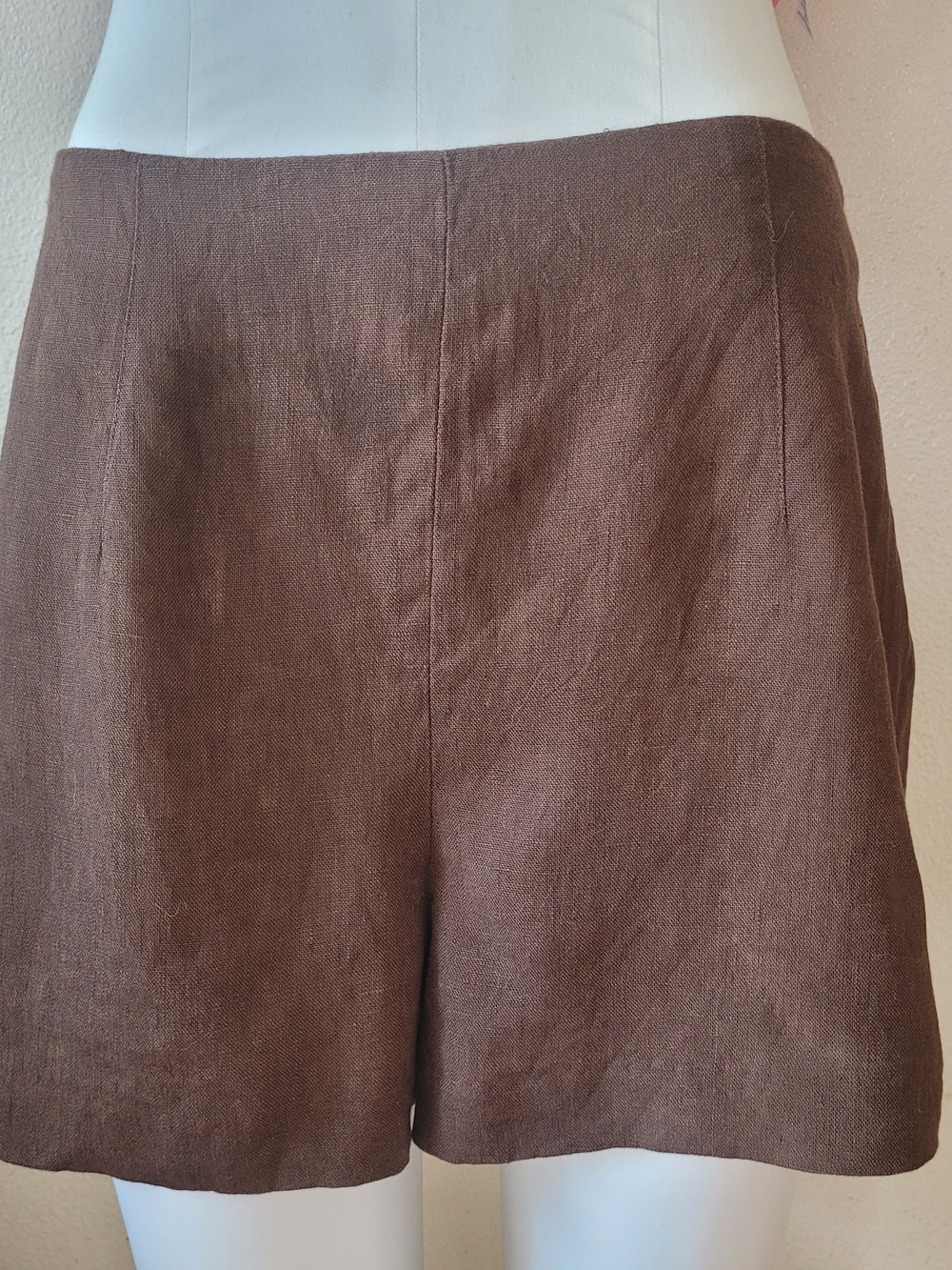Banana Republic High-Waist Chocolate Brown Linen-Blend Shorts Size 2